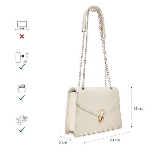 Fastrack Casual Sling Bag with Lock Closure for Girls, Medium Size with Internal Organiser, Handheld Design and Metal Chain Sling
