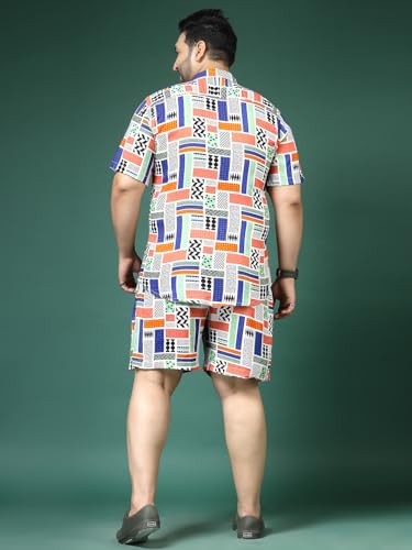 Rigo Printed Co-Ord Set for Men | Casual Plus Size Shirt & Shorts Night Suit