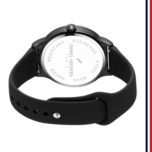 Daniel Hechter Paris Round Dial Watch for Men with Roman Indices, Stylish Silicone Strap, Water Resistant & Quartz Movement