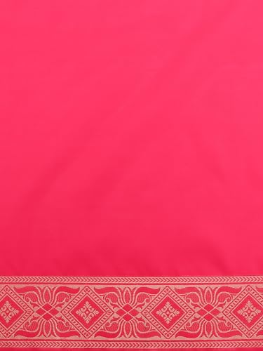 MOHEY Women's Art Silk Floral Buta Patterned Woven Saree with Blouse Piece(Rani)