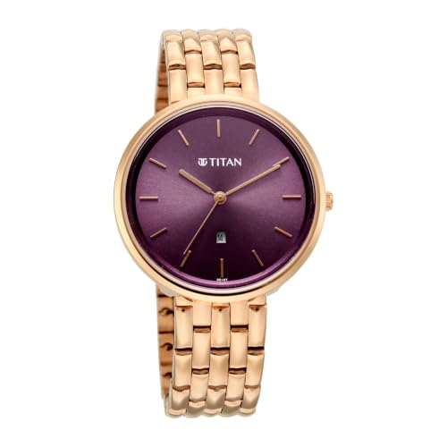 Titan NEO 12 Quartz Analog 3Hands with Date Display Pink Dial Rose Gold Color Strap Watch for Women - 2784WM03