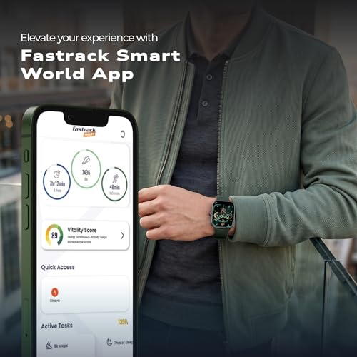 Fastrack Revoltt FS3 Smartwatch with 2.01" TFT Display, Bluetooth Calling, Functional Crown, 24/7 Health Suite, Heart Rate Monitor, SPO₂ & Sleep Tracking, Alarm, IP68 Water Resistant - Dark Green