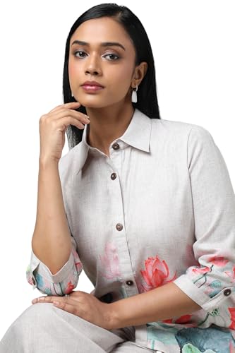 Soch Women Beige Linen Floral Print Co-Ord Set