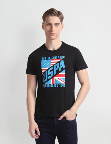 U.S. POLO ASSN. Mens Graphic Round Neck HS T-Shirts (UDTSHS0730_Black_S)