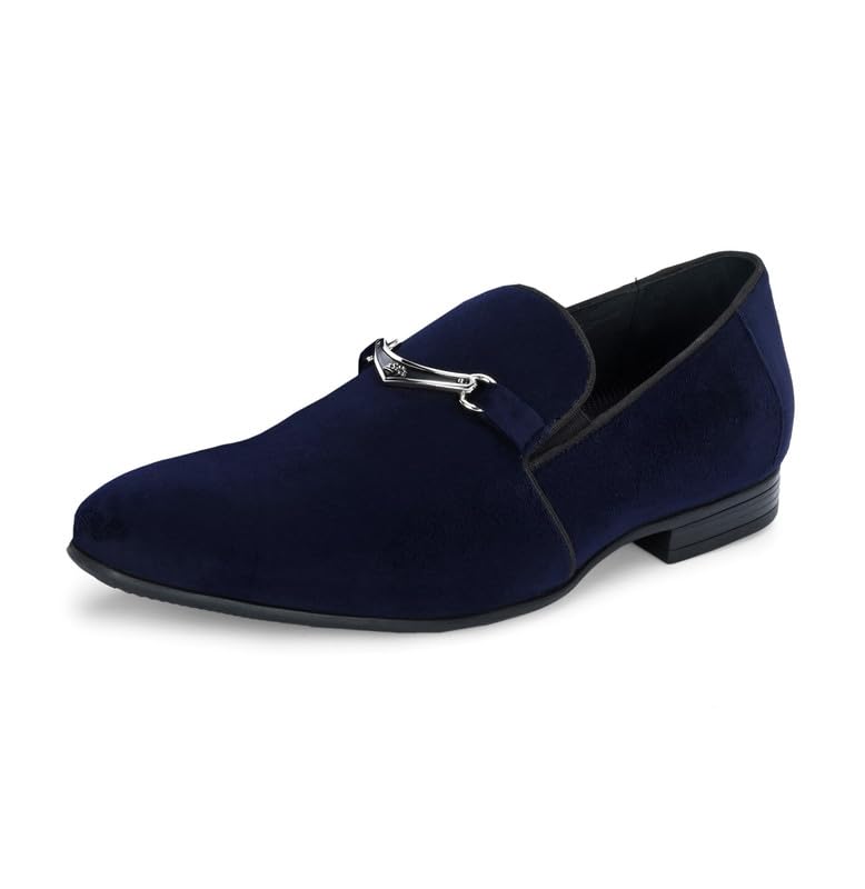 HITZ Men's Blue Leather Slip-On Shoes - UK 11