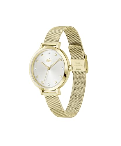 Lacoste Riga Women's 3H Quartz Watch, Stainless Steel, Water Resistant Up to 5ATM/50 Meters - Minimalist Elegance - Premium Fashion Timepiece - Gift for Her - 34mm, Gold Plated