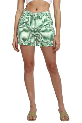 Allen Solly Women Green Print Regular Fit Shorts
