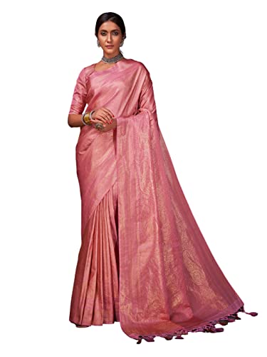 Vardha Women's Kanchipuram Art Silk Saree with Unstitched Blouse Piece - Gold Zari Woven Work Sarees for Wedding (Aashni Silk_518)