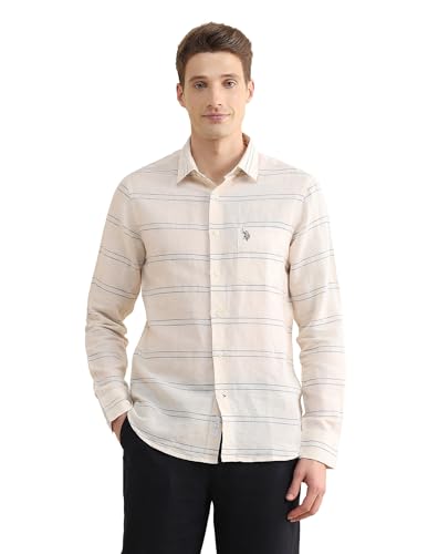 U.S.Polo Association Men's Horizontal Striped Regular Fit Shirt