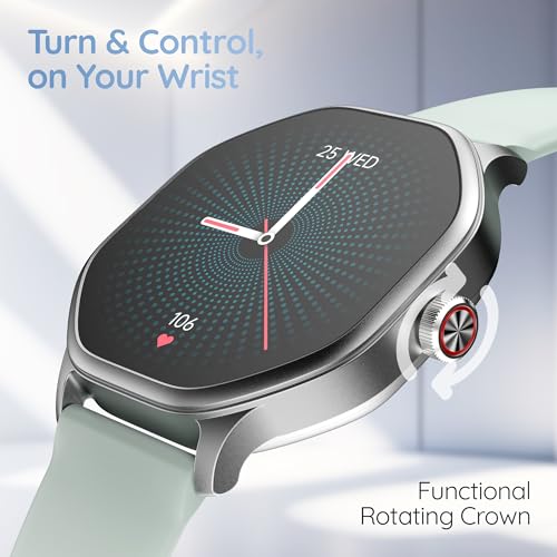 Pebble Hive Octa Display Smartwatch | BT Calling | Functional Rotating Crown | Multi Sports Modes | Sleep Monitoring | Health Suite | Customizable Watch Faces | in-Built Games & World Clock - Green