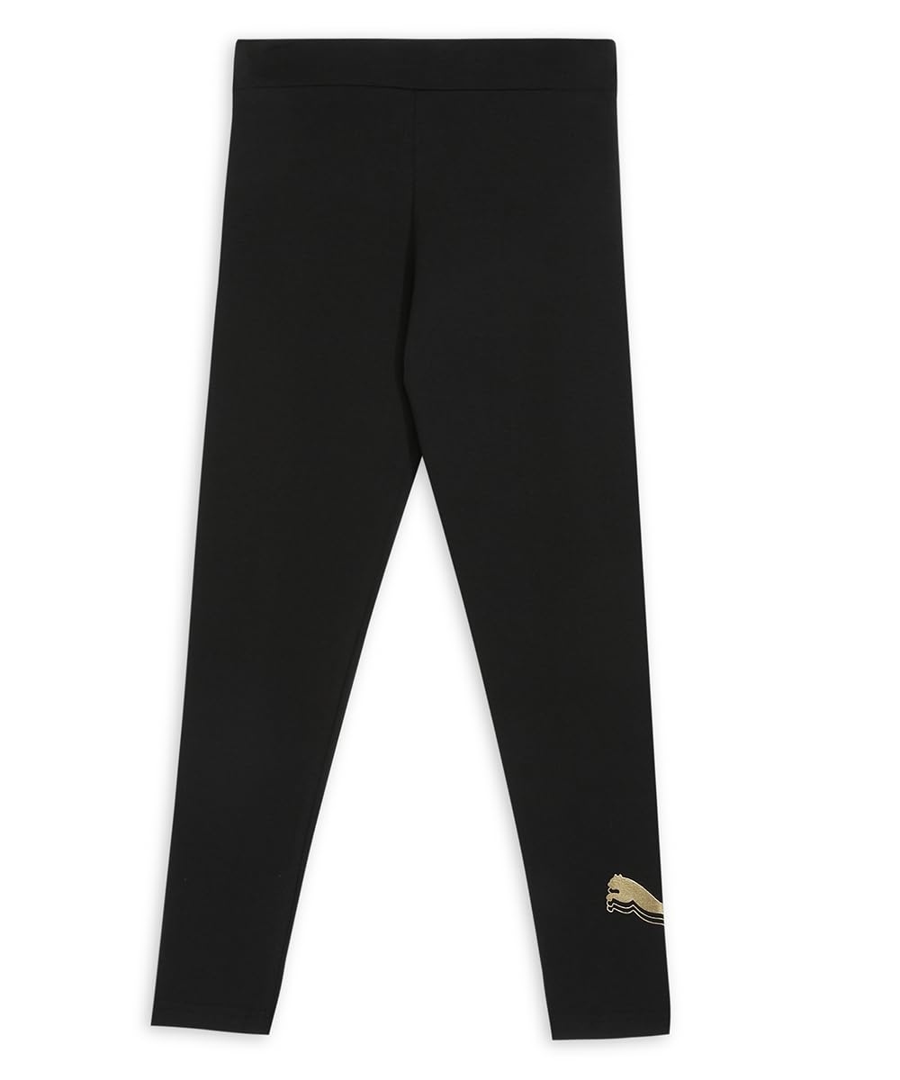 Puma, Girls, ESS Metallic Leggings, Black-Metallic Gold, 9-10Y (68910251)