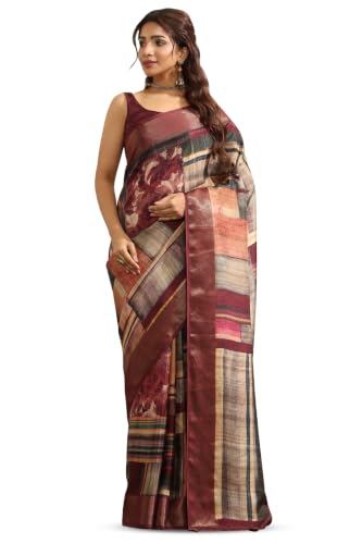 Soch Womens Multicolour Viscose Geometric Printed Saree