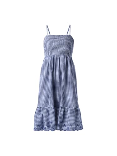 ONLY Women's Checked Fit and Flare Blue Dress