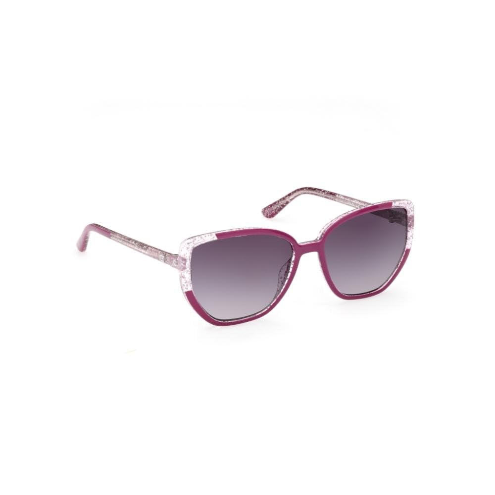 Guess sunglasses| 100% UV protected | Gradient | Full Rim | Cat Eye | Women | Large | Shiny purple-Shiny Silver Glitter Polycarbonate Frame | Smoke Gradient Lens