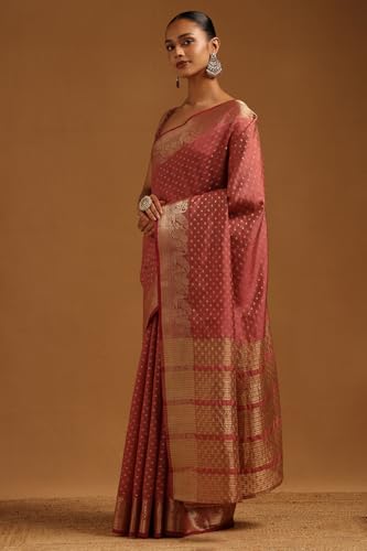 Soch Womens Onion Pink Art Silk Geometric Zari Woven Saree