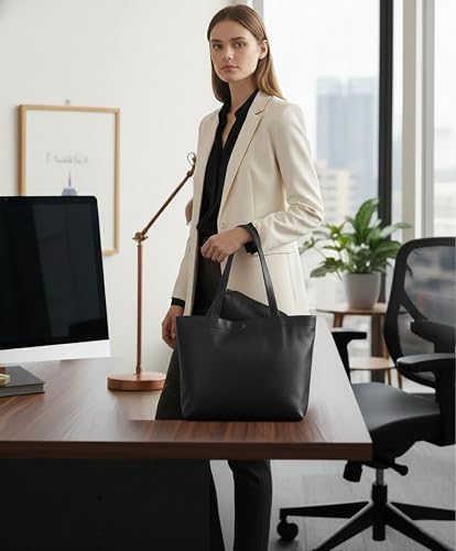 SIBY Women's Shoulder Tote Purse - PU Leather, Waterproof, Magnetic Lock Closure, Includes Small Purse - Black