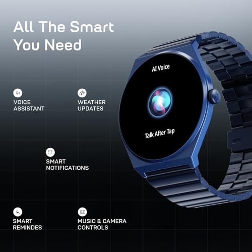 Fire-Boltt Phoenix Nova Smartwatch 1.43” Slim Super AMOLED Display 466x466 Pixel Always-On Display Bluetooth Calling, Health Tracker for Men & Women Midnight Sapphire