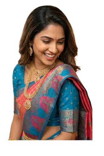 SREE KUMARAN Women's Kanchipuram Kubera Silk Pure Pattu Sarees With Blouse (VSK138-2) (VSK241-6)
