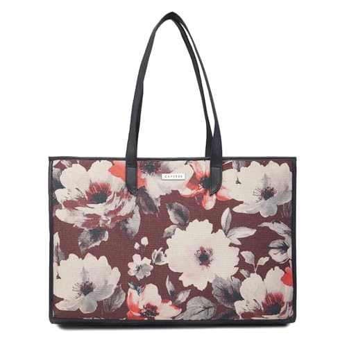 Caprese Poppy tote medium Tan Floral Handbag