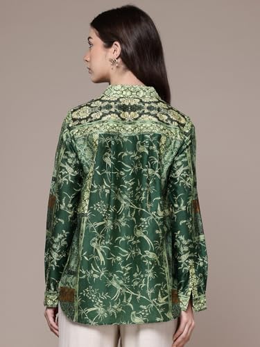 Ritu Kumar Green Abstract Print Full Sleeves Shirt