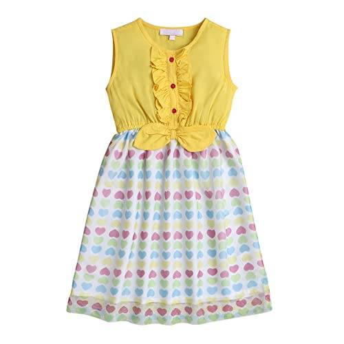 Hopscotch Girls Cotton Geometric Cotton A-Line Knee Length Casual Dresses In Yellow Color For Ages 3-4 Years (HSP-3681748)