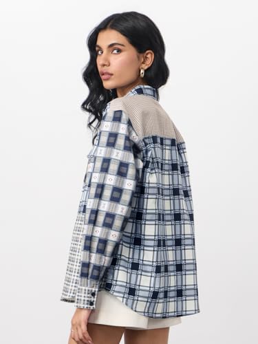 The Souled Store Plaid Shirt: Aster Women and Girls Full Sleeves Spread Collar Plaid Cotton Regular Fit Lightweight Comfortable All-Season Casual Wear Shirts