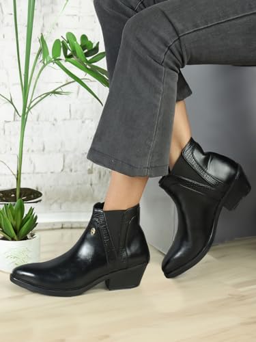 Elle Women's Fashionable Slip-On Boots Colour-Black, Size-UK 8