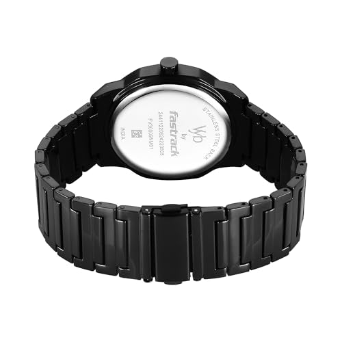Fastrack Vyb Quartz Analog Black Dial Black Sheet Metal Strap Watch for Men-FV30009NM01W