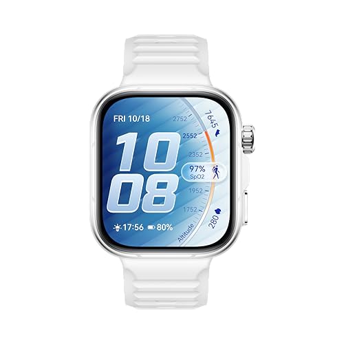 Huawei Watch FIT 5 Pro Smartwatch, 44.5mm FullView Display, iOS & Android, up to 10 Days Battery Life, Golf, Health Management, Sleep & Heart Monitor, ECG, NFC, Mini Work-Out, White