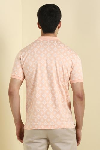 Allen Solly Men Peach Print Polo Neck T-Shirt