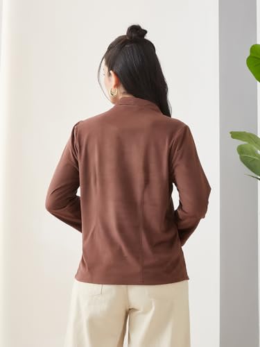 Latin Quarters Women Brown Solid Full Sleeves Casual Shirt_M