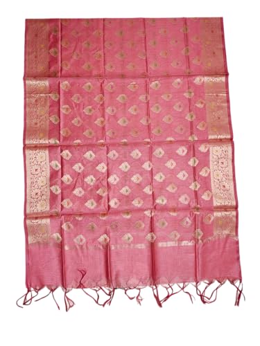 Ivikta Women's Banarasi Cotton Silk Unstitched Salwar Suit Set with Dupatta | Handloom banarasi dress material (Peach 1)