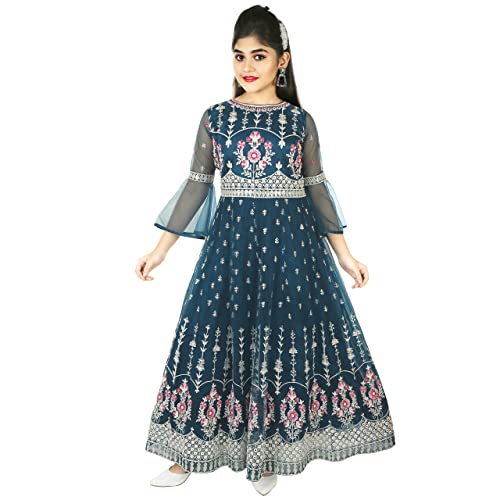 EthniCraze Net Emboidered Kali Pattern Gown (15-16 Years)
