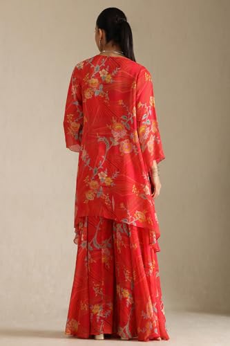 Soch Womens Multicolour Georgette Embroidered Co-Ord Set With Mirror And Cutdana