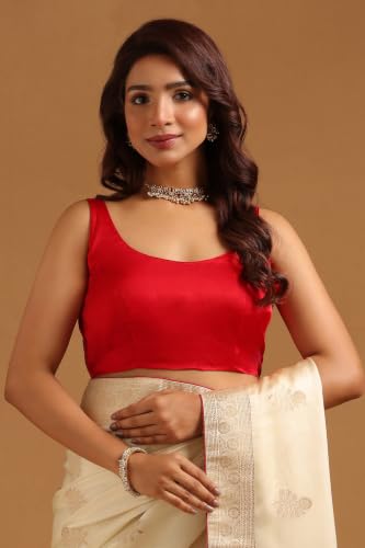 Soch Womens Cream Satin Botanical Zari Woven Saree