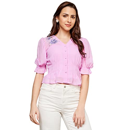 AND Women's Slim Fit Tunic Shirt (FW22AJ080TPG_Lilac XL)