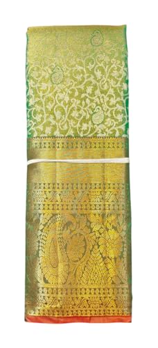 VFCollections Women's Traditional Handloom Kanchipuram Silk Pure Pattu Sarees | Rich Zari Woven Design | Unstitched Blouse (VFC548-4)