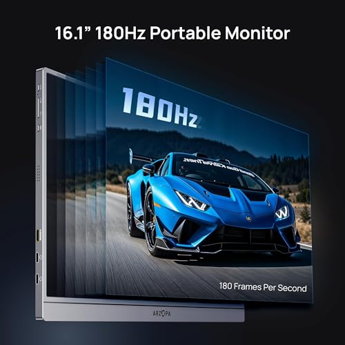 ARZOPA Z3FC 16.1" 180Hz 2.5K Portable Gaming Monitor with Stand, 106% sRGB, External Portable Monitor as Second Screen for Laptop, PC, PS5, Mac, Xbox