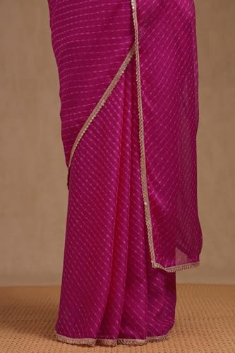 Soch Womens Fuchsia Georgette Leheriya Print Saree