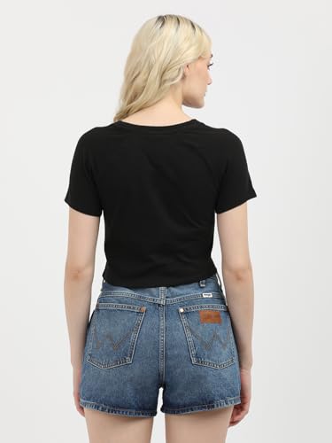 Tommy Hilfiger Slim Crop Glitter Varsiry T-Shirt Black