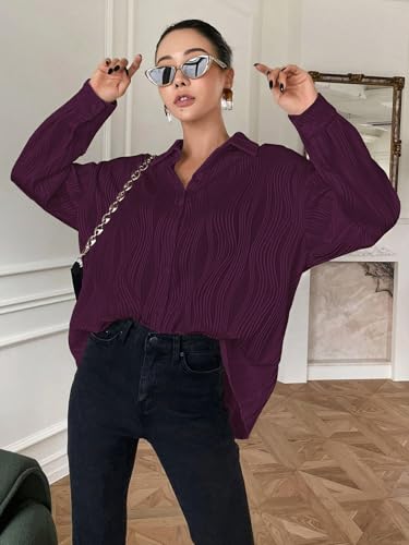 Leriya Fashion Shirts for Women – Korean Style Long Sleeve Oversized Button Down | Plus Size Workwear Top for Office & Casual Wear