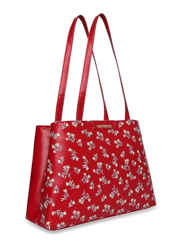 Caprese Merida Satchel Large RED Printed Women's Handbag