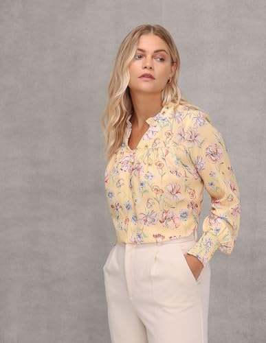 U.S. POLO ASSN. Women's Floral Print Polyester Top (UWAW22TOP019_Yellow_M)