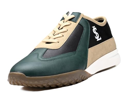 LOUIS STITCH Men’s Green and Black Casual Lightweight Lace-Up Sneakers for Men| Cushioned Comfort | Dual-Color TPR Sole | Lightweight & Comfortable Casual Lace-Up Shoes | LSP-SNK-AVI-017-GRJB | UK-6