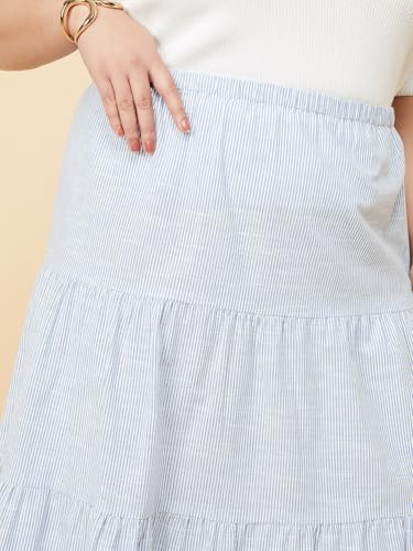 Max Cotton Blend Western Skirt Blue