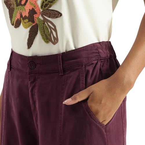 United Colors of Benetton Women's Regular Trousers & Capris (25A4DVKDF06GG1D3_Burgundy