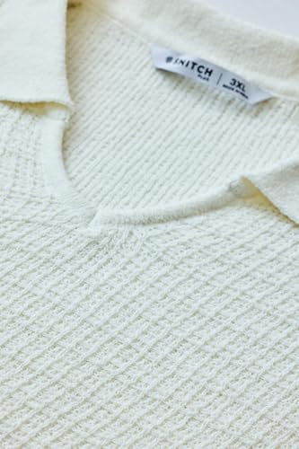 SNITCH Men Plus Size Tshirt | Textured Knit Design with Relaxed Fit | Premium Cotton Blend Fabric & Full Sleeve Pullover | Casual Wear for Everyday Comfort | White