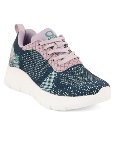 Carlton London Women Blue Comfortable Lace-Up Snakeer with Heels, for for Casual, Walking & Daily Use (37)