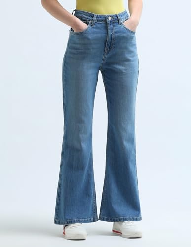 U.S. POLO ASSN. High Rise Extreme Flare Fit Jeans (UWAW24JEN187_Blue_32)
