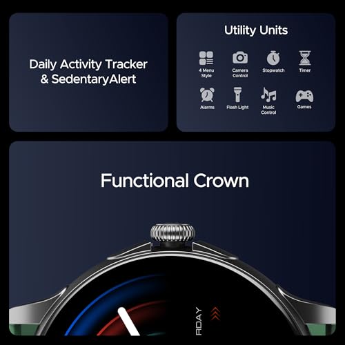 boAt Lunar Oasis w/TBT Navigation, QR Tray, Watch Face Studio, Bluetooth Calling, Emergency SOS 1.43" (3.6 cm) AMOLED Display Fitness Smart Watch for Men & Women(Olive Green)